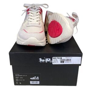 COACH C143 Runner Chalk/Fluorescent Pink athletic shoes sneakers new Size 9